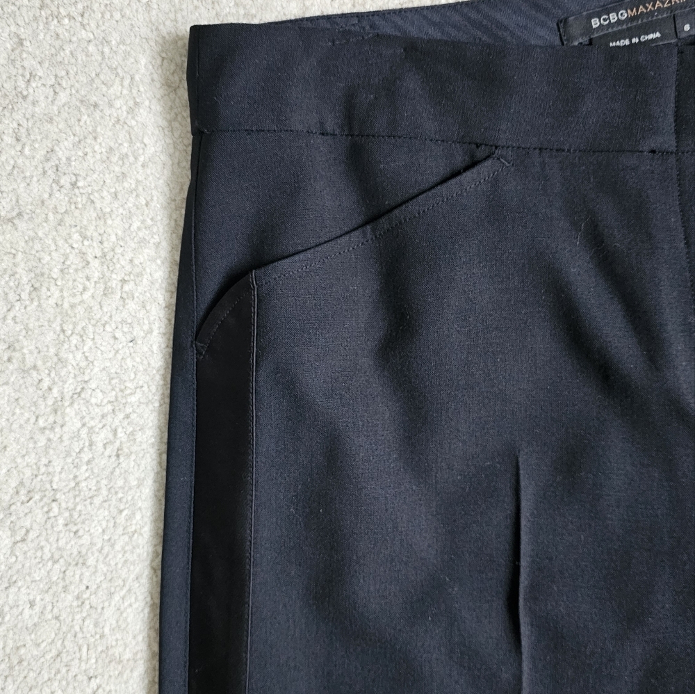 Cropped Black Pants, wide leg, women's black going out trousers - Picture 3 of 10